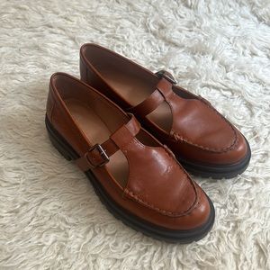 Madewell Lug Sole Mary Jane Loafer, 8.5, Cognac